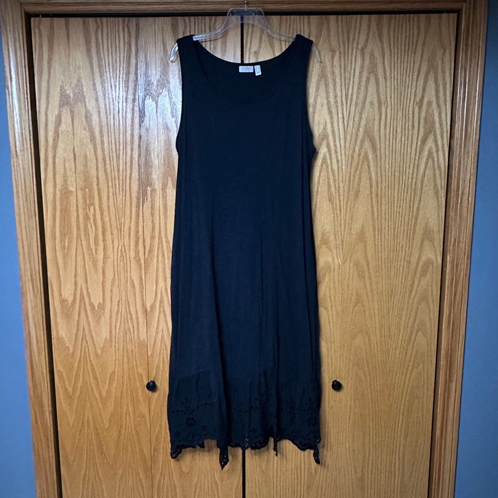 LOGO by Lori Goldstein Black Maxi Dress with Lace Hem